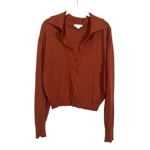 Good American Rust Brown Collared Sweater Women's S/M